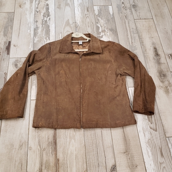 Chico's Jackets & Blazers - CHICO'S Size 3 Brown Suede Leather Jacket